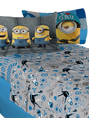 4pc Minions Full Sheet Set Follow Mel Bedding Accessories - Despicable Me..