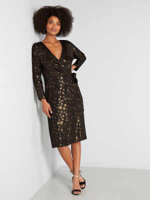 Golden Record Party Wrap Dress