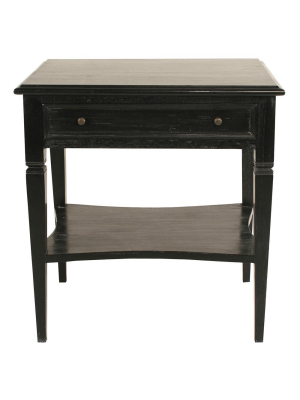 Noir Oxford 1-drawer Hand Rubbed Black Side Table