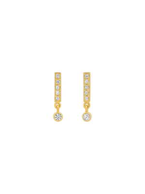 Diamond Mini Bar & Bezel Drop Earrings