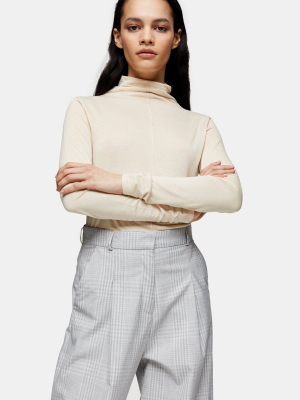 **cream Pintuck Turtle Neck T-shirt By Topshop Boutique