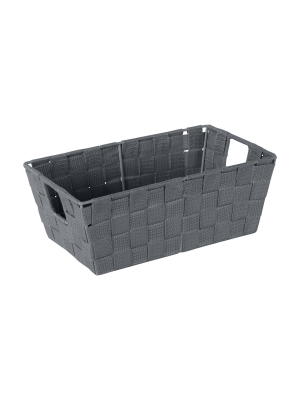 Simplify Small 6.5" Woven Strap Storage Bin Gray