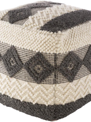 Hygge Hand Woven Pouf In Charcoal