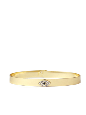 Pave Evil Eye Notch Bangle