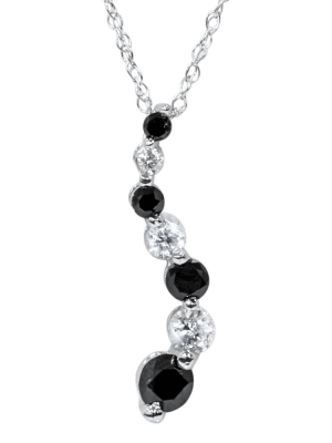 Pompeii3 White Gold 1/2ct Black & White Diamond Journey Pendant