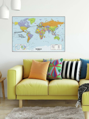 World Map Dry Erase Peel And Stick Giant Wall Decal - Roommates