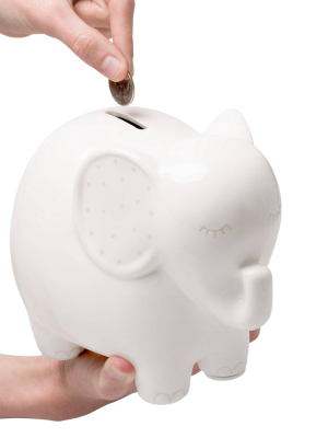 Pearhead Ceramic Elephant Bank - White