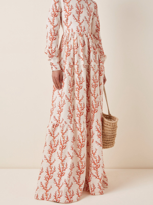 Nuez Arrecife Printed Linen Maxi Dress
