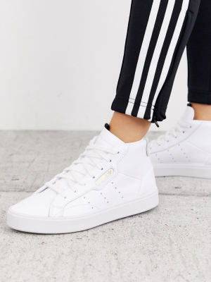 Adidas Originals Sleek Mid Top Sneakers In White And Gray