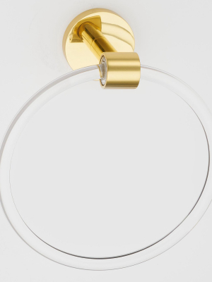 Alno A7240 Contemporary Acrylic 6" Diameter Towel Ring - Polished Brass