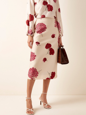 Floral-print Wool-blend Midi Skirt