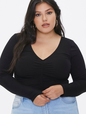 Plus Size Ruched Long-sleeve Top