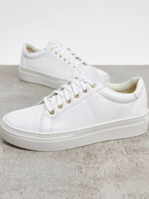 Vagabond Zoe Leather Flatform Sneakers In White