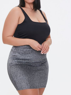 Plus Size Metallic Mini Skirt