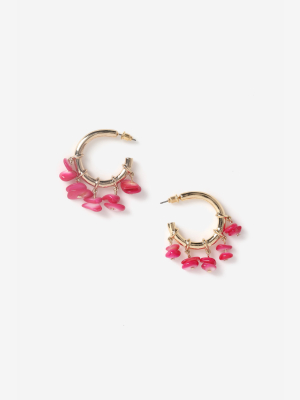 **pink Chipping Drop Hoop Earrings