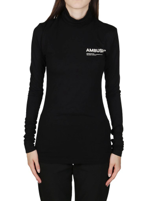 Ambush Logo Printed Long-sleeved Turtleneck Top