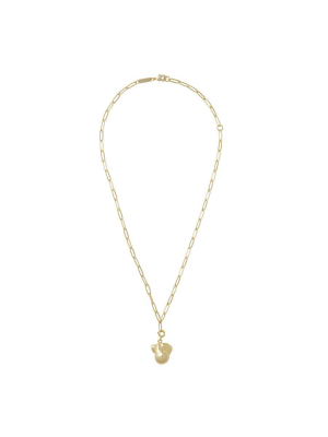 Pearl & Petite Paperclip Chain Pendant Necklace In Gold