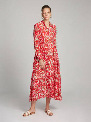 Inez Dress In Chilli Phoenix Print