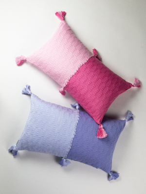 Archive New York Colorblocked Pink And Periwinkle Antigua Pillow