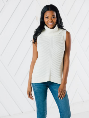 Sleeveless Turtleneck Sweater (two Colors)