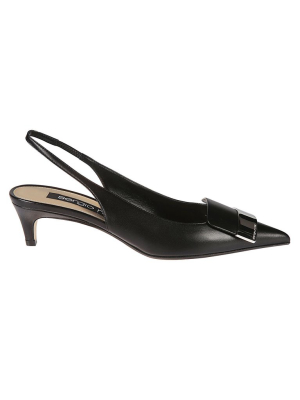 Sergio Rossi Logo Plaque Slingback Sandals