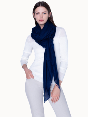 Scarf In Cashmere Silk With Fringes