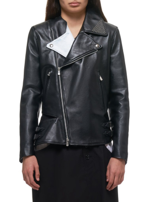 Printed Biker Jacket (ln-j02-700-black)