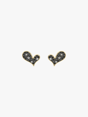 Black & White Diamond Heart Stud Earrings