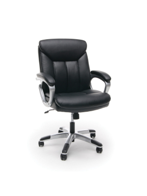 Mid Back Leather Office Chair Black/silver - Ofm