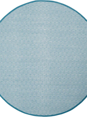 Montauk Geometry Ivory/light Blue Round Rug