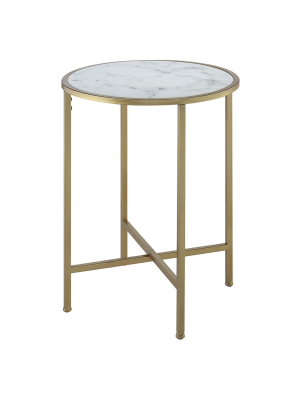 Johar Furniture Gold Coast Faux Marble Round End Table