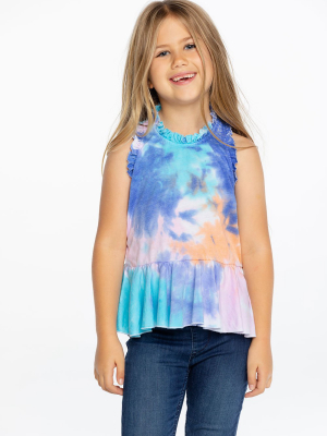 Girls Rpet Vintage Jersey Peplum Ruffle Muscle Tank