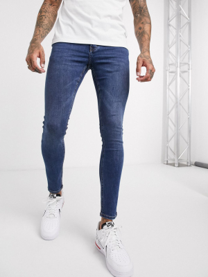 Pull&bear Super Skinny Jeans In Mid Blue