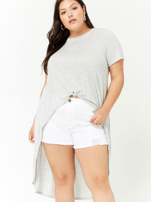 Plus Size Knotted High-low Tee