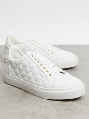 Asos Design Sneakers In White In Quilted Material