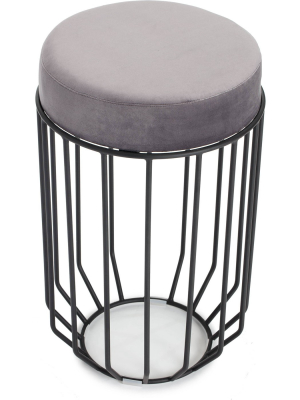 Vivi Velvet Upholstered Vanity Stool Black/gray - Adore Decor