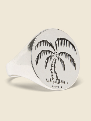 Palm Tree Signet Ring - Sterling Silver