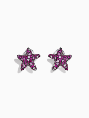 Effy 925 Splash Ruby & Pink Sapphire Starfish Earrings, 2.35 Tcw