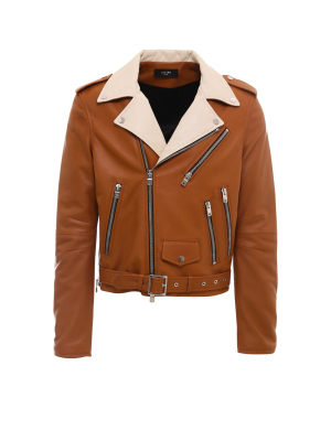 Amiri Contrast Collared Leather Biker Jacket