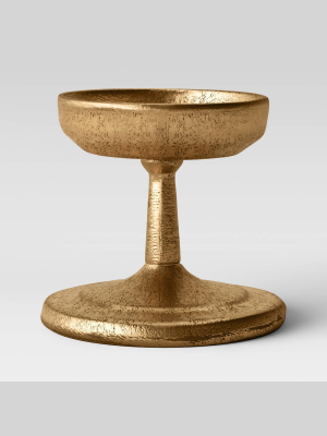 3.5" X 4" Brass Pillar Candle Holder Gold - Threshold™
