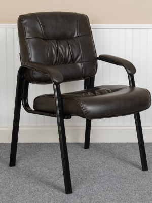 Flash Furniture Leathersoft Antimicrobial / Antibacterial Executive Side Reception Chair With Metal Frame