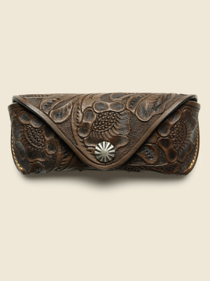 Hand-tooled Eyeglass Case - Brown