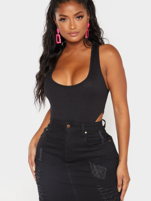 Shape Black High Waist Distressed Denim Skirt