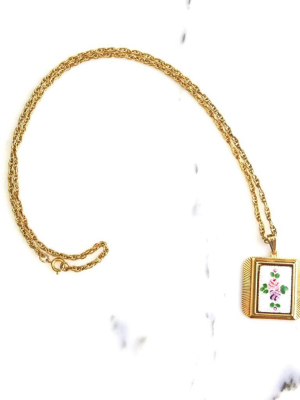 Vintage Guilloche Pendant Necklace