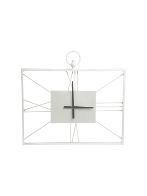 31.75 X 29.5 Inch Rectangle Modern White Metal Hanging Wall Clock - Foreside Home & Garden