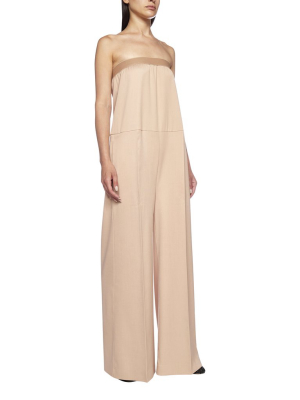 Mm6 Maison Margiela Strapless Press-crease Flared Jumpsuit