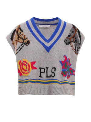 Philosophy Di Lorenzo Serafini Motif Intarsia Knitted Vest