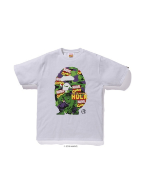 Bape X Marvel Camo The Hulk Tee White