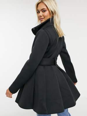 Asos Design Scuba Skater Coat In Black