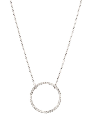 Small Eternity Circle Charm Necklace - White Gold